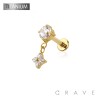 STAR FLOWER CZ DANGLE BEZEL CZ TOP THREADLESS (PUSH IN) IMPLANT GRADE TITANIUM LABRET SET